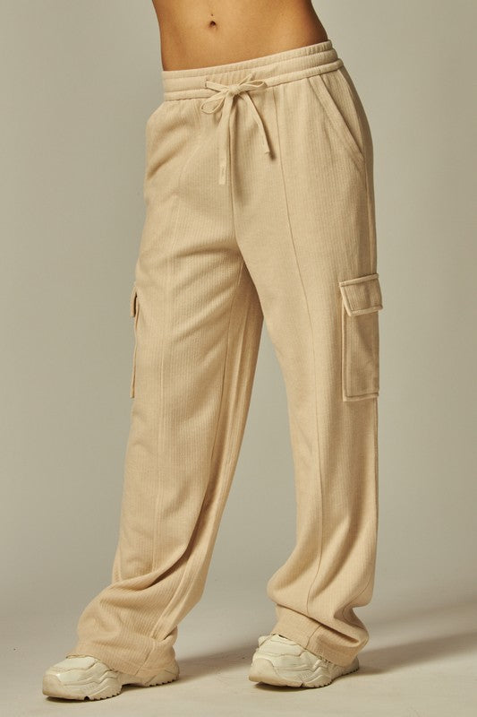 Soft Brushed Rib Cargo Sweatpants