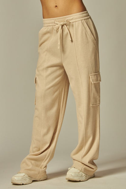 Soft Brushed Rib Cargo Sweatpants