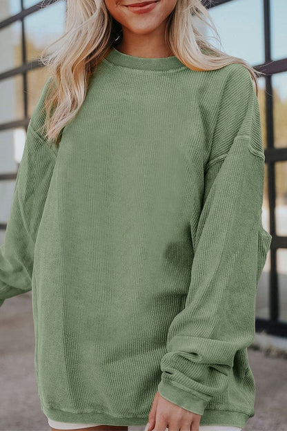 Ribbed Oversized Long Sleeve Sweatshirt