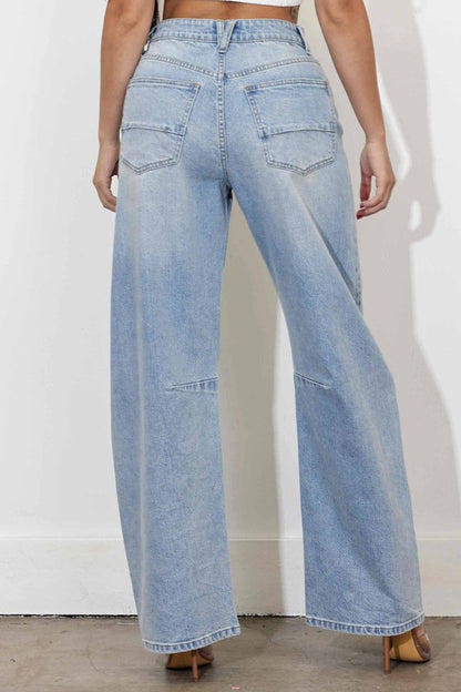 Plus Light Stone Barrel Baggy Jeans