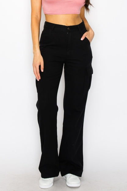 High Waist Denim Pocket Baggy Cargo Jeans