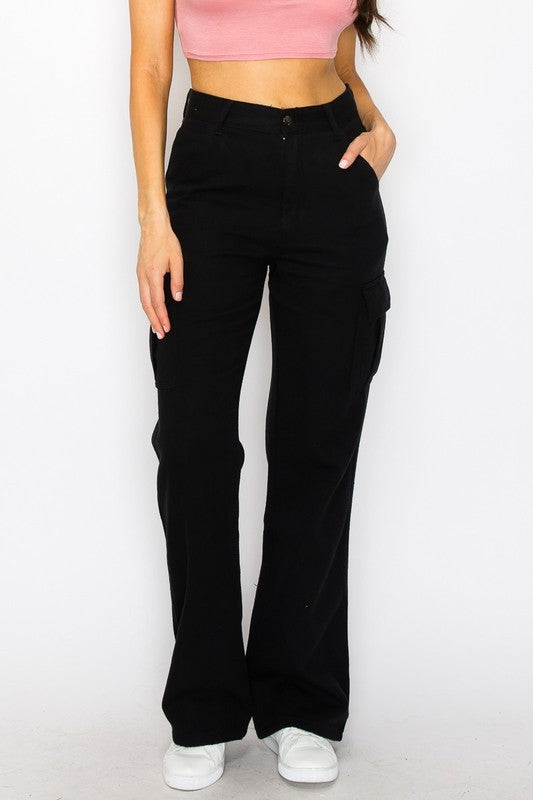 High Waist Denim Pocket Baggy Cargo Jeans