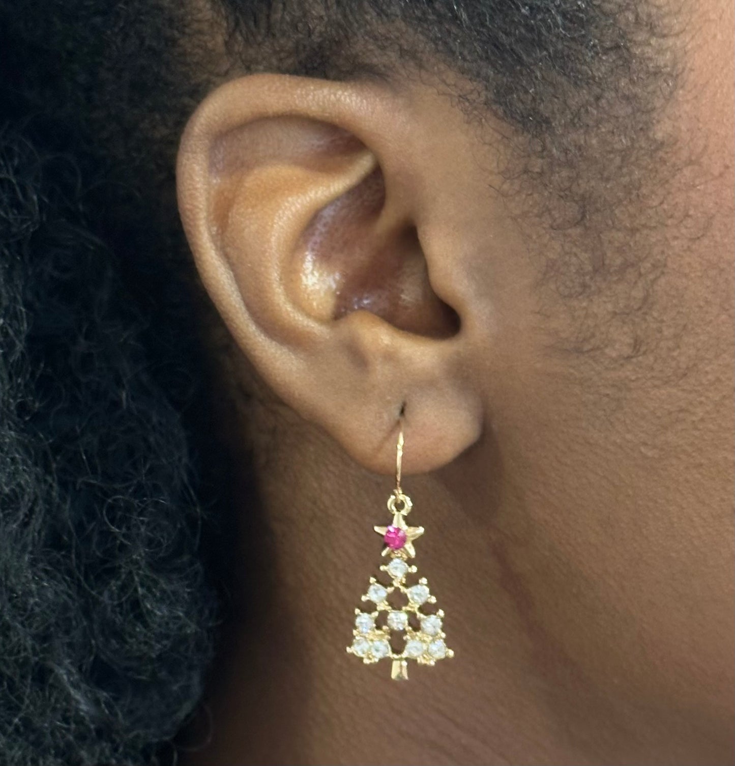 Rhinestone X-Mas Tree Earrings