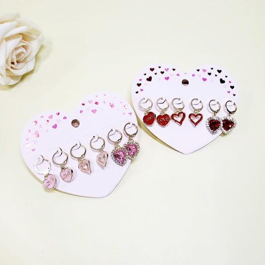 Valentine's Day Huggie Earring Set