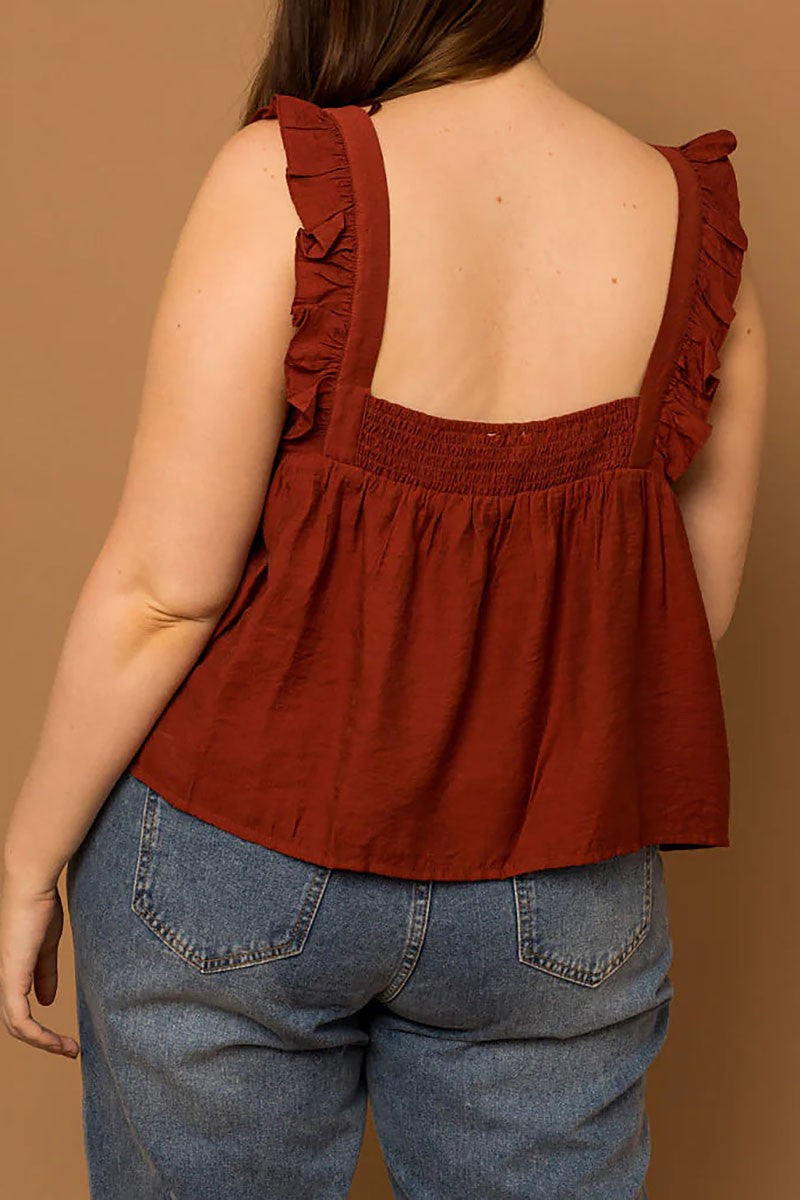 Ruffle Sleeveless Babydoll Top