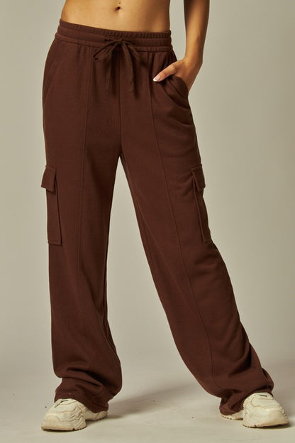 Soft Brushed Rib Cargo Sweatpants