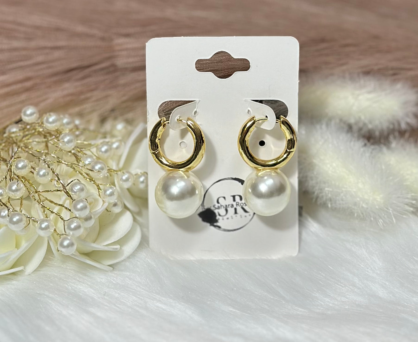 Pearl Drop Huggie Earrings