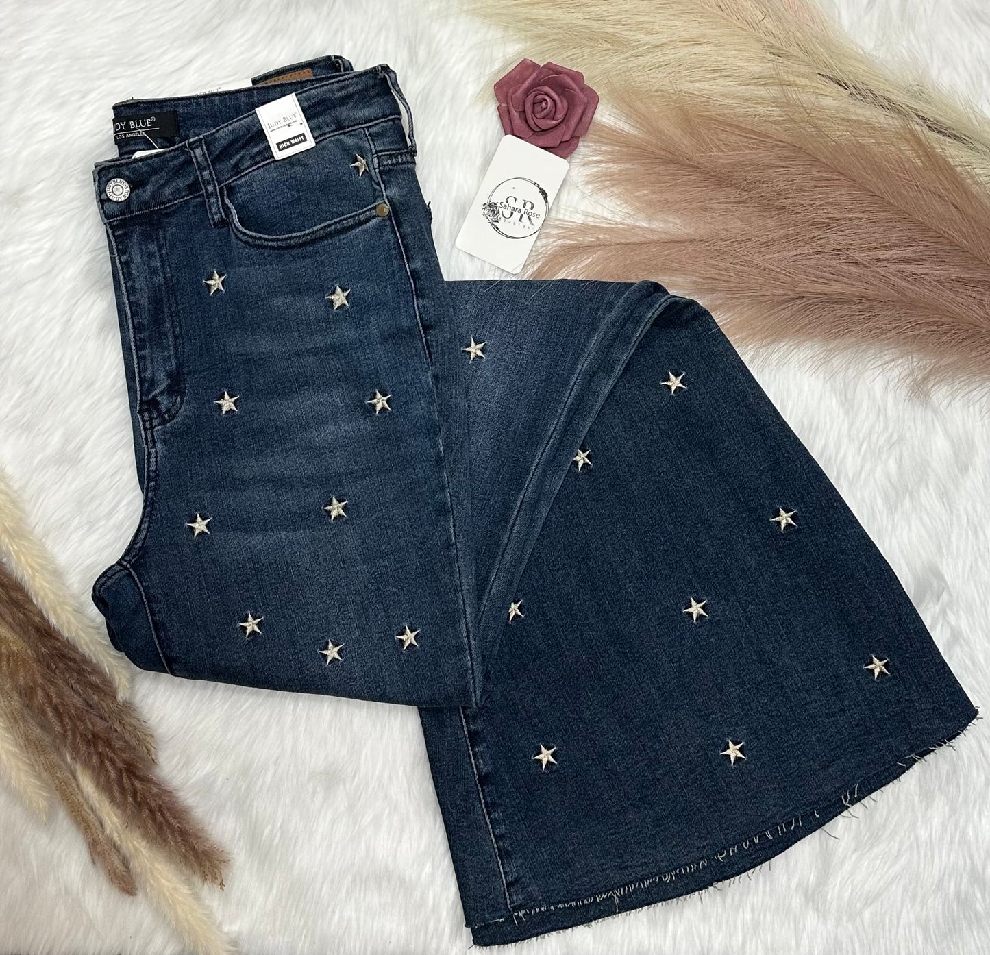 Judy Blue super flare bell bottom embroidered star jeans