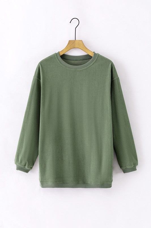 Ribbed Oversized Long Sleeve Sweatshirt