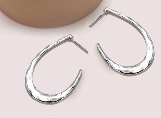 Hammered U Shape Hoop Drop Earrings