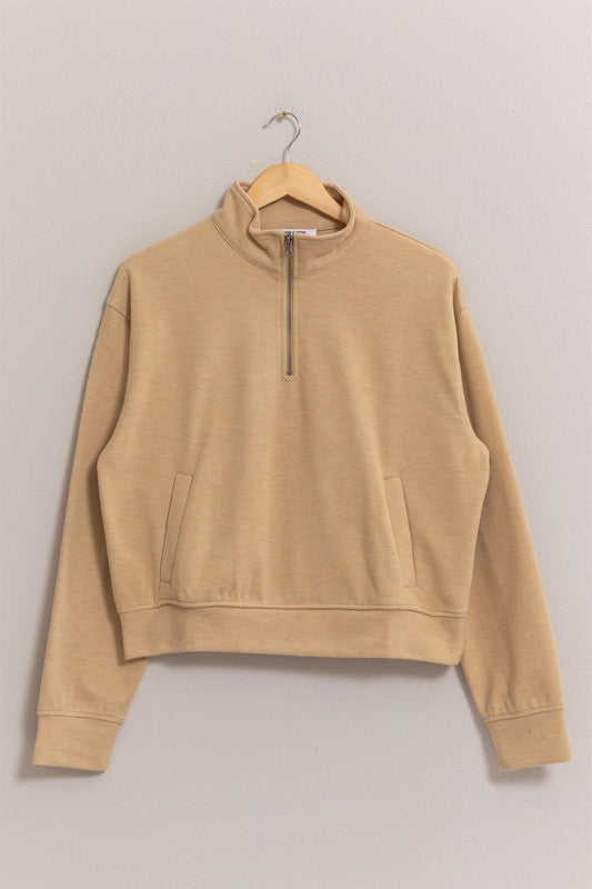 Half Zip Sweatshirt With Front Pockets