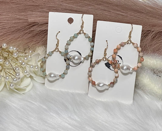 Center pearl beaded earrings (Set)