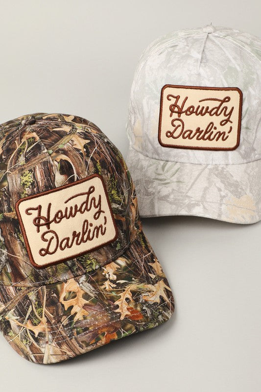 Howdy Darlin’ Embroidery Patch Camo Trucker  Cap