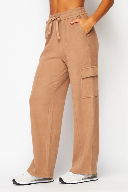 Soft Brushed Rib Cargo Sweatpants