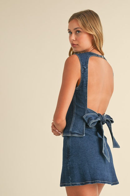 Denim Open Back Top & Skirt