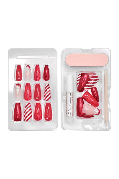 CALA Glam Couture Candy Cane Press on Nails