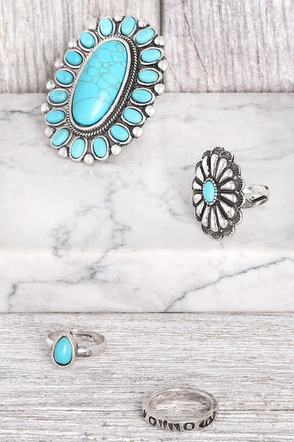 Turquoise Assorted Cuff Ring Set