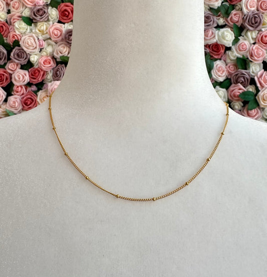 18 K Gold plated dainty bead necklace