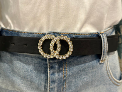 Rhinestone double ring belt