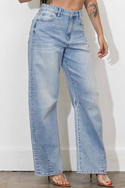 Plus Light Stone Barrel Baggy Jeans