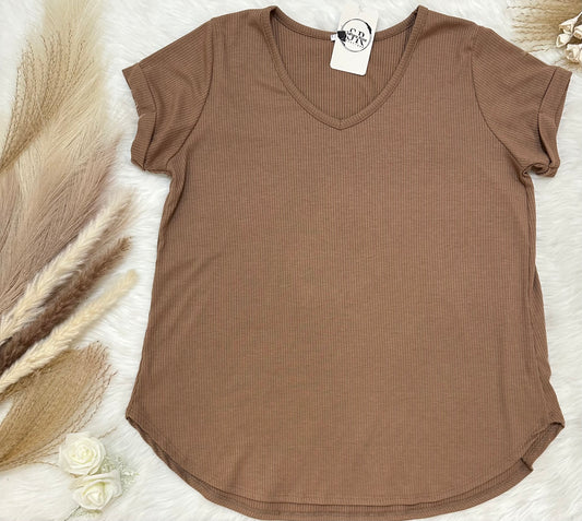 Back to basics soft ribbed v neck