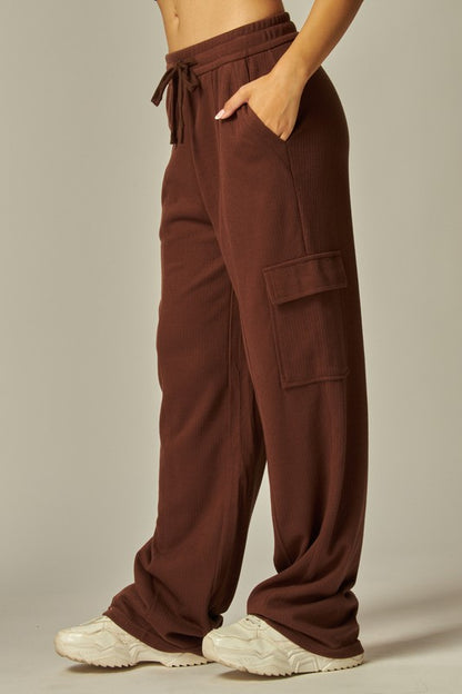 Soft Brushed Rib Cargo Sweatpants