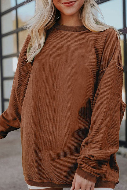 Ribbed Oversized Long Sleeve Sweatshirt