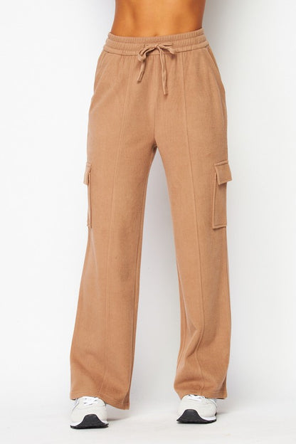 Soft Brushed Rib Cargo Sweatpants