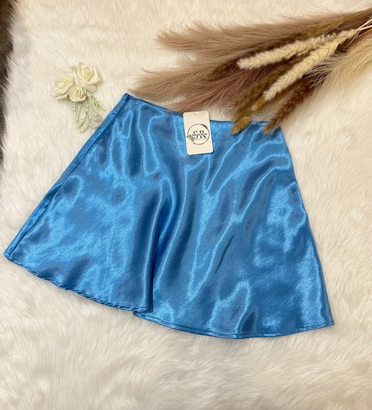 Blue skies silky mini skirt