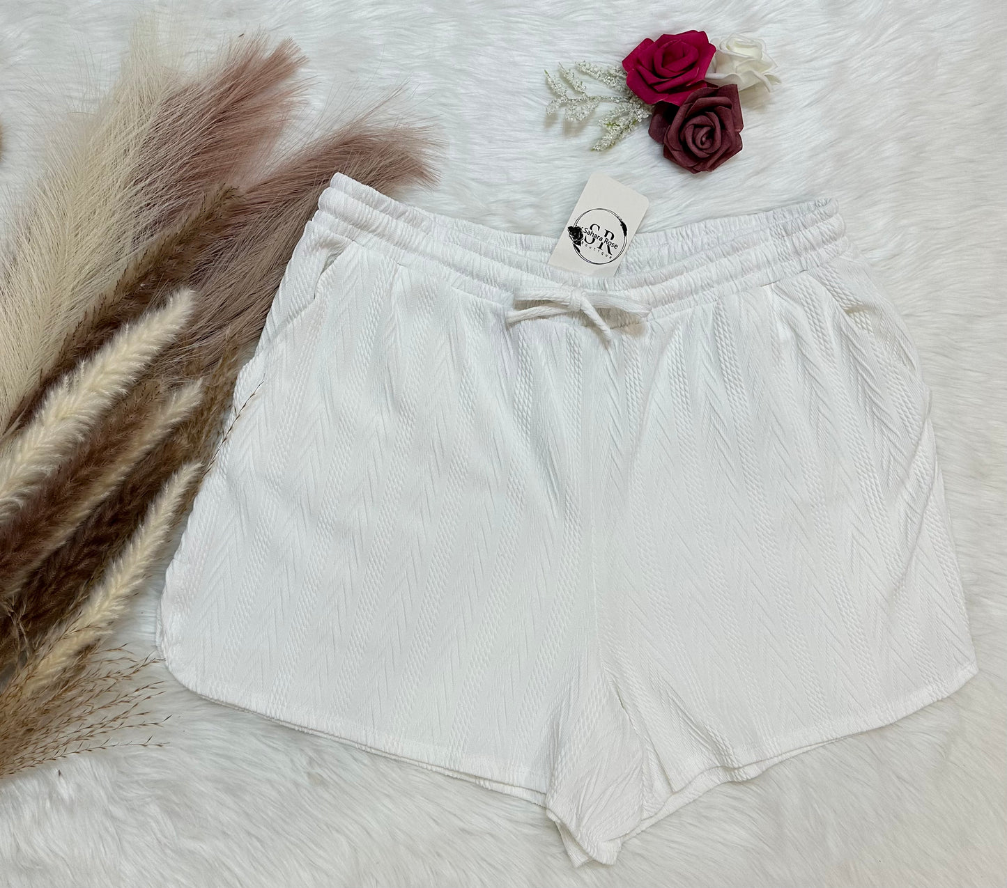 Slumber party textured drawstring shorts (set)