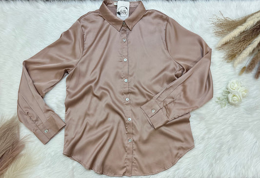 So chic silky button down (set)